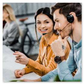 Contact centre team on headsets