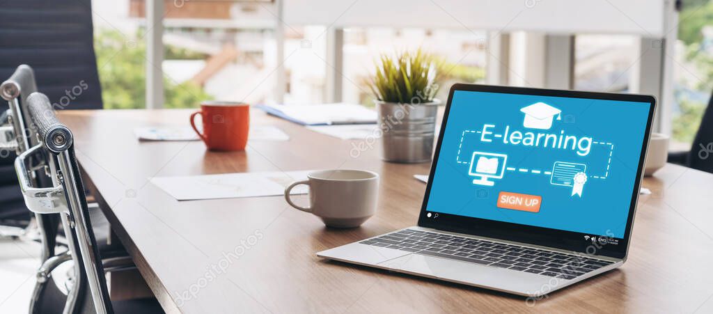Laptop showing e-learning course